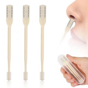 3 Pièces 2 en 1 Tondeuse à Poils de Nez, Rotative à 360° Coupe-Poils de Nez Double Face Coupe Poils de Nez Manuel Outil d'Épilation des Narines avec Cure-Oreilles pour Hommes Femmes (Crème) (Jenniy, neuf)