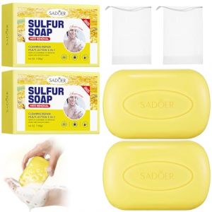 Savon au Soufre, Savon soufre, Savon le Naturel, Barre de savon au soufre,Soufre pour Peau Grasse, Visage & Corps - 2X125g (WUMINYANG LIMITED, neuf)
