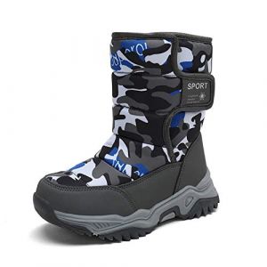 CERYTHRINA Enfant Bottes de Neige Gar&ccedil;on Filles Hiver Chaussures Chaud Botte Hiver Pour D'hiver Fourrure Chaudes Souple Fourr&eacute;e Doubl&eacute; Antid&eacute;rapant Sole &Eacute;tanche Bottes de Neige gris camouflage 36 (CERYTHRINA, neuf)