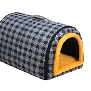 Grande niche 2 en 1 pour chien et chat - Imperm&eacute;able - Lavable - Lit apaisant anti-anxi&eacute;t&eacute; - Motif &eacute;cossais doux, antid&eacute;rapant et chaud - Pour chiens et chats de taille moyenne (noir, taille XL - 70 x (ping bu, neuf)