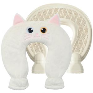 Bouillotte Eau Chaude Avec Housse Douce 1 L, Bouillotte Cervicale Et Epaule, Coussin Chauffant Cervicales Neck Relax, pour Femme, Homme, M&egrave;Re, P&egrave;Re Enfant (Chat blanc) (foshanshikangguilongmaoyiyouxiangongsi, neuf)