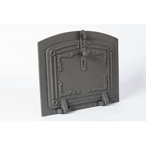 SEZAM Porte de four en fonte l&eacute;g&egrave;re - avec loquet de porte, semi-circulaire, porte de four &agrave; pizza - porte de four &agrave; pain - porte de four en pierre, 31,5 x 3,5 x 37 cm, graphite peint (euro-sezam, neuf)