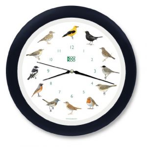 KOOKOO Singv&ouml;gel Quartz Noir-Bleu, Horloge des Oiseaux, Un Pendule Murale avec 12 Oiseaux indig&egrave;nes et enregistrements de la Nature, Horloge avec senseur de lumi&egrave;re (KooKoo GmbH, Hallbergmoos, Allemagne, neuf)