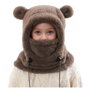 Cagoule Unisexe Garcon Fille 3-10 Ans Bonnet Enfant Hiver Chaud Laine Fine Epais Ski Modo Chat Mignon Cache Protection d'oreilles &Eacute;charpe Chapeau Cape Bob (FR/ES, &Acirc;ge, 3 Ans, 10 Ans, Cafe) (Cabrianne, neuf)