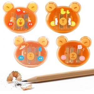 THQAE 4 Pcs taille crayon enfant, Taille-Crayons, Taille Crayon avec Reservoir en Plastique, Manuel Crayon Color&eacute;, Enfant Portable pour &Eacute;tudiants, &Eacute;cole, Maison, Fournitures de Bureau(Capybara) (ProTechika O&Uuml;, neuf)