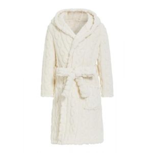 JiAmy Peignoir à capuche en polaire pour fille - Chaud et doux - Pour enfants de 4 à 14 ans, blanc, 13-14 ans (JiAmy-EU, neuf)