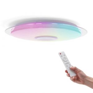 ONSSI Plafonnier LED 36W &Oslash;500mm RGB+CCT Lampe &agrave; intensit&eacute; variable avec haut-parleur Bluetooth pour musique Plafonnier LED avec t&eacute;l&eacute;commande changement de couleur (ONSSI-STORE, neuf)