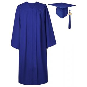 GraduatePro Toge Diplome 2025 Chapeau Graduation Cap and Gown Universitaire Costume Americain Adulte École Secondaire Maître Femme Homme Bleu Marine 54FF=54Plus=L Grande taille (GGS SHOP, neuf)