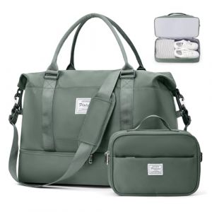 HPLQQ Sac de Voyage Femme, Bagage Cabine 45x36x20 Easyjet, Imperméable Sac fourre-Tout de Sport pour Week-End pour Travel Gym Danse avec Trousse de Toilette,M2-Vert armée (HPLQQ, neuf)