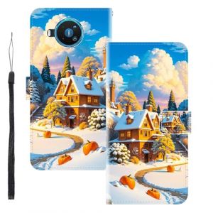 WUACYEAMING Coque pour Nokia 8.3 5G,Protection Housse en Cuir PU Portefeuille &agrave; Rabat Motif Cover Kickstand Bumper Antichoc [Fentes pour Cartes] Maisons (WUACYEAMING, neuf)