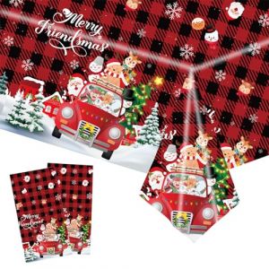 POPOYU Nappe Rouge Jetable Plastique de Noel,Nappes de Noël Rectangulaire 137x274cm,Père Noël Couverture de Table Voiture Nappe,Noël Thème Fête Nappes pour Fournitures de Fête de Noël (MUDAMUDA Store, neuf)