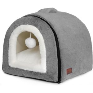 OMIVIER Niche pour chat d'int&eacute;rieur &ndash; Niche pliable &ndash; Fond antid&eacute;rapant et r&eacute;sistant &agrave; l'eau &ndash; Maison pour chats d'int&eacute;rieur ou petits chiens &ndash; Tente pour chaton, lit pour lapin (gris fonc&eacute;, taille L (OLiMiEr Pet, neuf)