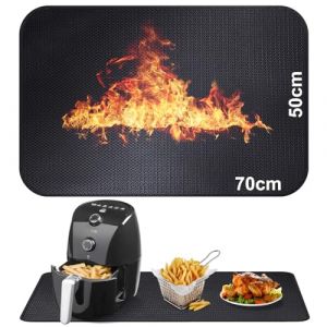 50x70CM Sous-couche réfractaire Tapis en fibre de verre silicone anti-feu pour plateau de table Tapis résistant à la chaleur pour friteuse à air machine à café micro-ondes Antidérapant imperméable (Alckijy DIRECT, neuf)