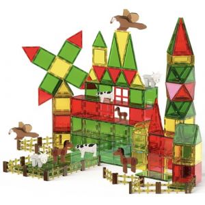 Olvy Blocs Magn&eacute;tiques Montessori Jouet - 80 Tuiles Magn&eacute;tiques Enfants - Jouet de Construction Magn&eacute;tique D&egrave;s 3 Ans - Smart Playground Blocs Magn&eacute;tiques, Set Magn&eacute;tique Enfants (Ferme) (Olvy, neuf)