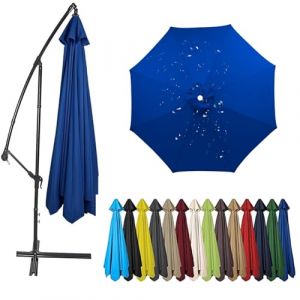 Auvent De Remplacement pour Parasol 3.5m/3.0m/2.8m/2.7m/2.5m/2.3m 6/8 Baleines, Toile De Parasol Déporté Remplacement Auvent de rechange épais et solide, Protection UV 50+ (6ribs:3.0m/9.8ft,Bleu) (BLGVGKLPNT已注册品牌, neuf)