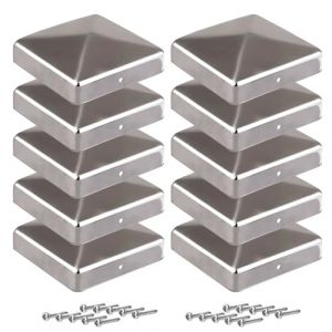 Capuchons de poteau 9x9cm - 10 pièces cache-poteau en métal, forme pyramidale capuchons de poteau de clôture pour poteaux en bois - capuchons de protection pour poteaux en bois avec vis (Lishengjidian, neuf)
