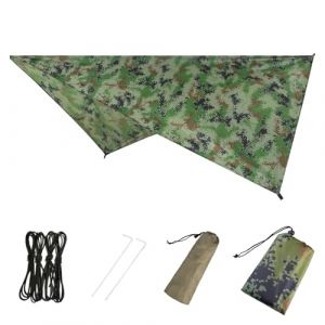 Azarxis B&acirc;che Anti-Pluie Tarp Bivouac Toile de Tente Imperm&eacute;able Tapis de Sol Abri de Randonn&eacute;e Parasol Auvent Anti UV pour Camping Trekking (03 Camouflage, 310 x 310 cm (Diagonale)) (Azarxis (FR), neuf)
