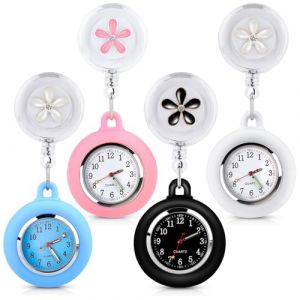 Montre d'Infirmi&egrave;re 4 Pi&egrave;ces Avec Clip R&eacute;tractable - Montre Quartz &Agrave; Gousset et Poche - Cadeau pour les M&eacute;decins, &Eacute;tudiants (ShopHop Business, neuf)