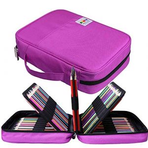 JAKAGO Trousse Crayon de Couleur 220 Grande Trousse Scolaire avec Poign&eacute;e Solide,Portable &eacute;tanche Sac a Crayon Id&eacute;al pour Excellent Cadeau Femme/Homme/&eacute;tudiant/Artiste (Purple) (Jakago EU, neuf)