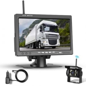 Podofo Kit caméra arrière sans Fil HD 1080P, écran LCD 7 Pouces avec caméra de recul sans Fil pour remorque RV Camper Camion Voiture Bus, DIY Gridlines, IP68 Waterproof, Night Vision, BSD, 12V-36V (Podofo, neuf)