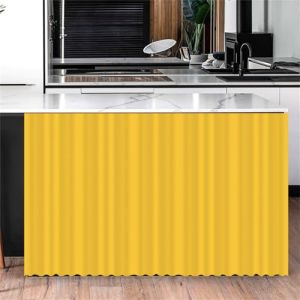Highdi Rideau Armoire Cuisine Courts, Meuble Rideau Cache Placard Anti Poussière Auto-Adhésif sans Perçage pour sous Evier, Cuisine Porte de Placard, Étagères (Jaune01,60 * 90cm) (Highdi, neuf)