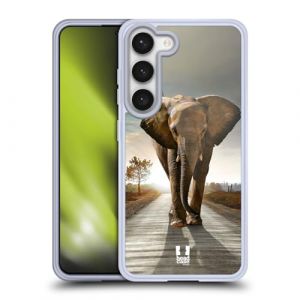 Head Case Designs &Eacute;l&eacute;phant Marchant sur La Route Faune Coque en Gel [Protection de Qualit&eacute; Militaire] Compatible avec Samsung Galaxy S23 5G Et Compatible avec MagSafe (eCell, neuf)
