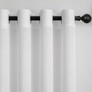 Rideau Voilage Blanc 1pc Boheme 300x260cm Lin Naturel de Porte Rideaux Chambre Adult Moderne Translucides et Draperies Int&eacute;rieurs &agrave; Oeillets D&eacute;corati Dressing Cuisine Brise Vue 2pcs (Ulanju e-commerce, neuf)
