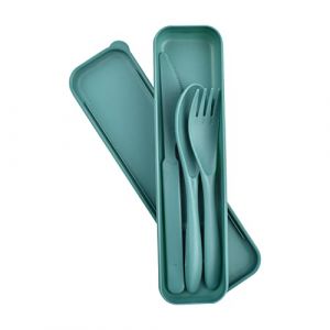 Cuayaes Couvert Plastique Reutilisable avec &eacute;tui, Couvert Camping Portable Couvert de Voyage, Ensemble de Couverts Pique Nique pour Lunch Box, &eacute;cole ou Usage Quotidien (Vert) (jiechangfang, neuf)