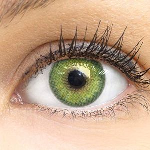 Glamlens lentilles de couleur vert naturelles colorées très haute opacité Florence Green + étuis à lentilles de contact I 1 paire (2 pièces) I 90 Jours I sans correction I 0,00 Dioptries (MeralenS, neuf)