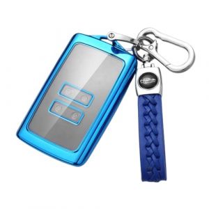Z.MYUKI 【5 couleurs】 R5 Coque cl&eacute; avec porte Clef compatible avec Renault 5 E-Tech 2024-2025 2026 Accessoire Protection cl&eacute; (Bleu) (Z.MYUKI-EU, neuf)