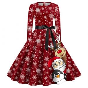 Robe No&euml;l Femme Chic Robe Moche Impression No&euml;l Robe Robe De No&euml;l Femme Grande Taille Robe Noel Femme Chic et Elegante Robe De M&egrave;re No&euml;l Cocktail Costume Sapin De No&euml;l Chic (GUnakd, neuf)