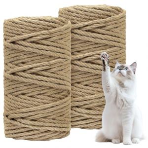 Corde Arbre à Chat 8 mm, Corde de Jute 8 mm x 100 m, Corde à griffer, Corde en Chanvre, Accessoire pour Chat, Corde à griffer, Corde en sisal, 2 Pièces de 50m (Zhengzhou Huangmian information technology, neuf)