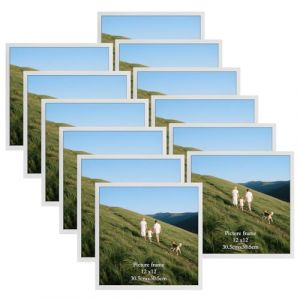 Giftgarden Lot de 12 Cadre Photo 30x30 cm, Multiple Cadre Photo Blanc Moderne, Cadre Photo Blanc Simple et Élégant Pour une Pose Murale Polyvalente (Gift_Garden, neuf)
