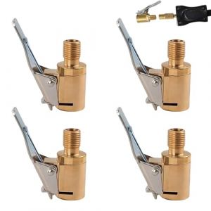 4PCS Adaptateur de Valve de Pneu de Voiture,Mandrin pneumatique avec Clip Adaptateur,Adaptateur Gonfleur en Laiton 1/4",Anti-Fuite, pour Compresseur, V&eacute;lo, Moto, Auto, Embout Gonflage Pneu Voiture (JuShangBaoseller, neuf)