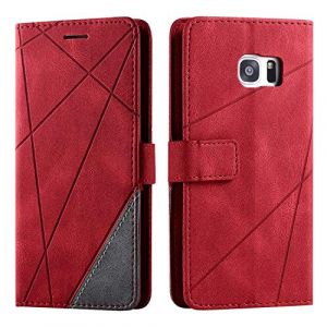 SONWO Coque pour Galaxy S7 Edge, Etui en Cuir PU Portefeuille Housse Fermeture Magn&eacute;tique und Flip pour Samsung Galaxy S7 Edge, avec Fermeture Magn&eacute;tique, Rouge (SONWO EU STORE, neuf)