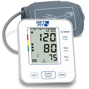 Get Fit Tensiometre A Usage Domestique - Lecteur De Tensiometre Pour Le Bras Superieur - Moniteur De Frequence Cardiaque - Memoire 2x99 - Tensiometre A ecran LCD - Blanc - 35-52cm (Prime Brands Group FR, neuf)