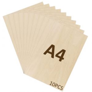 WISYOK 10pcs Contreplaqué 2mm, Planche Bois A4, Feuille de Bois Rectangulaire, Plaque Bois Brut Bouleau, Bois Brut Non Finie, Panneau Feuille Découpe Laser pour Pyrogravure, Gravure, DIY - 30 * 21cm (WISYOK STORE, neuf)