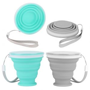 2 Pièces Tasse en Silicone Gobelet Pliable Gobelet Retractable Tasse Pliable avec Couvercles Tasses de Voyage Pliables Rétractables Portables 200ml pour Pique-Nique Camping Voyage Randonnée (KattShop, neuf)