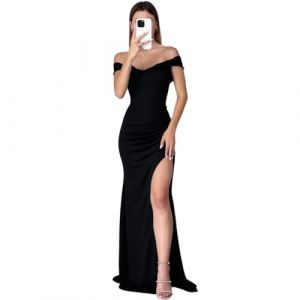 AOWVUTS Robe de Soir&eacute;e Longue Femme Sexy Maxi Robes &Eacute;paules D&eacute;nud&eacute;es Robes Chic et Elegant Fendue Bodycon Robe de Bal sans Manches Moulante pour Cocktail Party Clubbing Nuit Mariage (Foshan City Dange Auto Co., neuf)