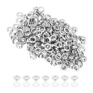 100 pièces Kit œillets œillets en laiton métal œillets avec rondelle chaussures vêtements toile cuir bricolage projets diamètre intérieur 4mm argent oeillet ceinture (Smandye, neuf)