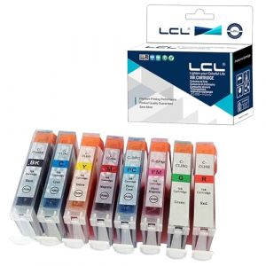 LCL Cartouche d'encre Compatible CLI-8 CLI-8BK CLI-8C CLI-8M CLI-8Y CLI-8R CLI-8G CLI-8PC CLI-8PM (8-Pack K C M Y R G PC PM) Remplacement pour Canon Pro9000/Pro9000 Mark? (Great Office, neuf)