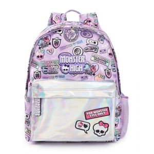 Monster High Sac à dos pour filles | Sac à dos rose et argent avec bretelles réglables | Poche réfléchissante & badge all over Print Bagage pratique et organisé Sac d’école de sport | Poupée Série (Vanilla Underground, neuf)