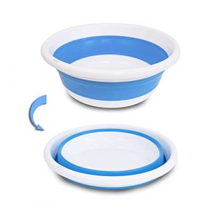 SIC - Bassine Pliable, Bassine Plastique (37cm, Blue) Panier Linge Pliable, Petite Bassine, Bol Pliable, Utile dans la Salle de Bains, Cuisine, Jardin, Camping, en Caoutchouc thermostatique (ATMERCATO, neuf)