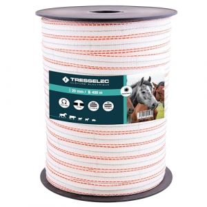 TRESSELEC - Ruban ZZ 20mm - Cl&ocirc;ture &eacute;lectrique pour animaux (vache, ch&egrave;vre, mouton, cheval) - Bobine de 400m - 5 fils inox diam&egrave;tre 0,20mm et 1 fil cuivre diam&egrave;tre 0,30mm (Joubert Productions, neuf)