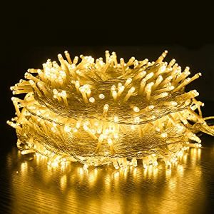 Kyllog Rideau Lumineux, 100M Guirlande, blanc chaud Lumi&egrave;re, 8 Modes d'Eclairage,D&eacute;coration pour int&eacute;rieur et ext&eacute;rieur, Etanche IP44, Vacances F&ecirc;te De Mariage F&eacute;e (800LED) (SHENTAI-EUR369, neuf)