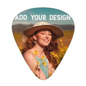 Lot de 12 m&eacute;diators personnalis&eacute;s avec logo photo et texte - Impression sur un seul c&ocirc;t&eacute; - Cadeau pour guitaristes et ukul&eacute;l&eacute;s - Avec &eacute;tui (HuaHuoY, neuf)