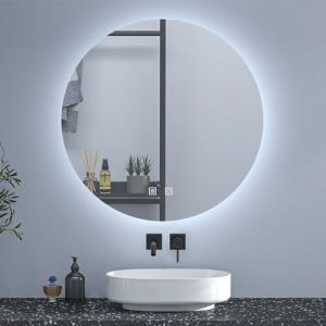 HAPAOSO Miroir de Salle de Bain LED Rond 100cm avec 3 Couleurs + Interrupteur Tactile + Anti - buée, Miroir Rond Lumineux/Miroir Mural (Summer Showers, neuf)