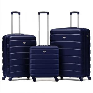 Flight Knight Lot De 3 Moyen Et Grand Valises Rigides Legeres en ABS A 4 Roues Cabine Bagage A Main pour Plus De 60 Compagnies Aeriennes -easyJet, Jet2 Et Taille Max Ryanair (Priority) 55x40x20cm (Prime Brands Group FR, neuf)