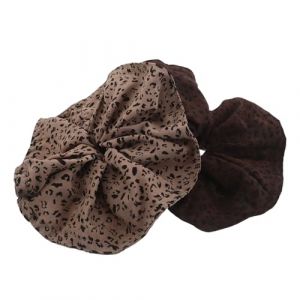 POPETPOP Lot de 2 &Eacute;lastiques pour Cheveux Femme Imprim&eacute; L&eacute;opard Grosse Taille Motifs Caf&eacute; au Lait et Marron Fonc&eacute; Accessoires pour Queue de Cheval Doux pour Cuir Chevelu Coiffures (Riser Treasure, neuf)