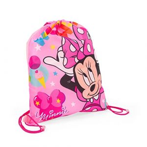 PERLETTI Sac de Sport Minnie Mouse &agrave; Cordon pour Fille - Sac Voyage Enfant Disney Minni Rose et Fuchsia pour Chaussures - Sac Piscine Gym Natation Color&eacute; pour &Eacute;cole Maternelle Cr&egrave;che - 39x31 cm (PERLETTI, neuf)